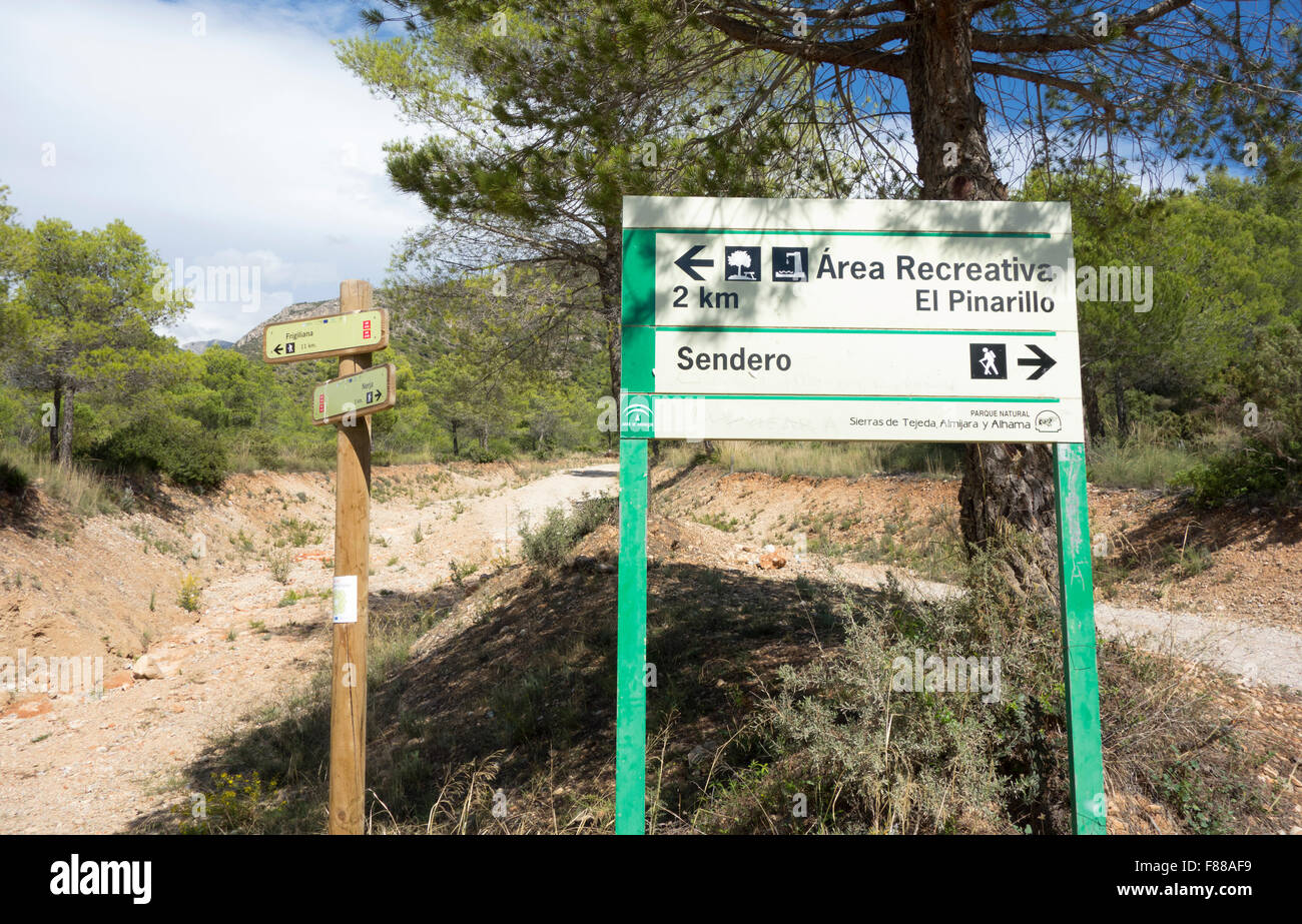 Sentier sentier national espagnol et signes Banque D'Images