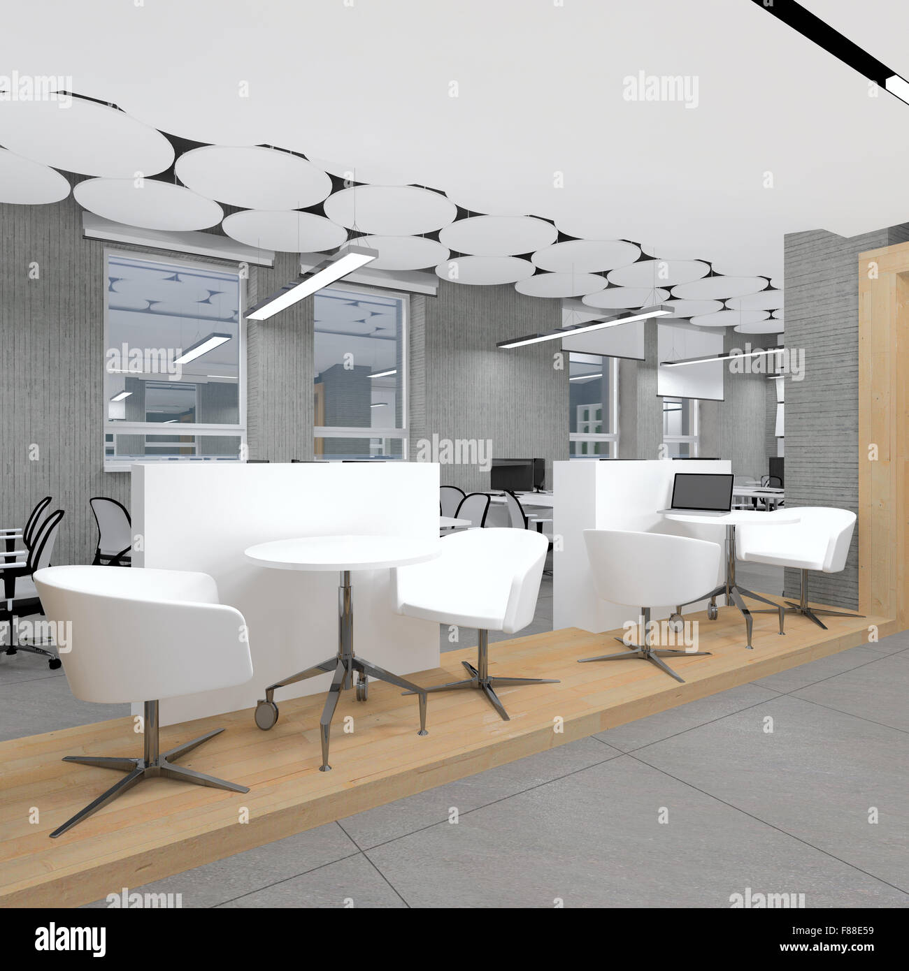 Vide intérieur bureau moderne lieu de travail 3D illustration Banque D'Images