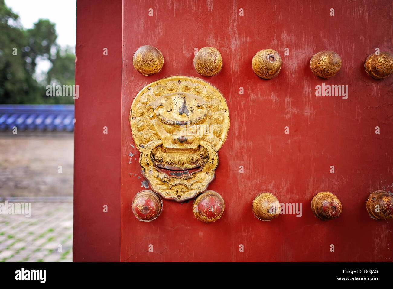 Porte au Temple du Ciel, Beijing, Chine Banque D'Images