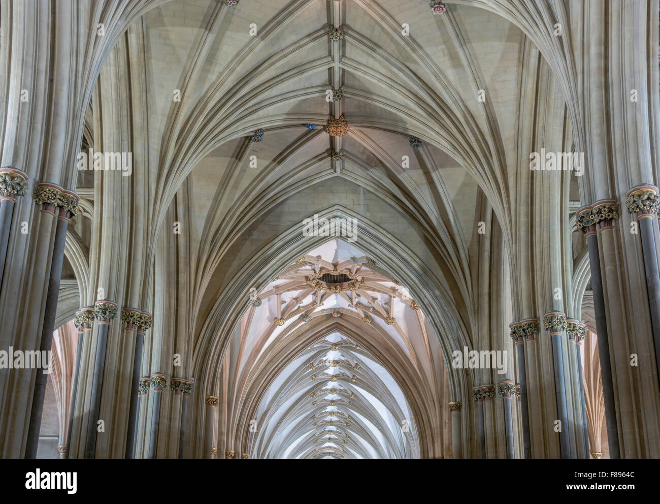 Le plafond voûté dans la cathédrale de Bristol. Banque D'Images