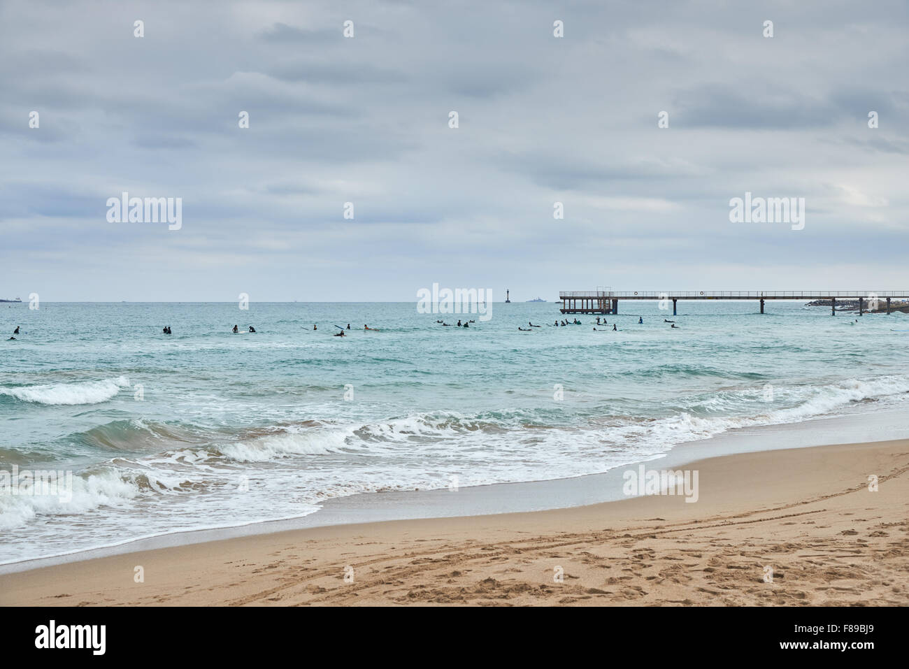 Paysage de plage Songjeong. C'est une plage située près de la plage de Haeundae à Busan et il est devenu célèbre pour le surf place Banque D'Images