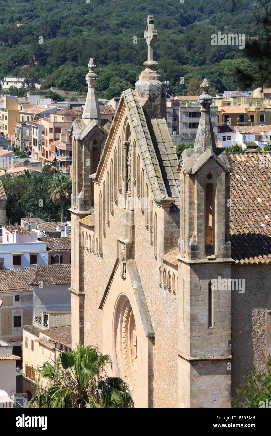 Façade d'église paroissiale à Arta. Mallorca, Espagne Banque D'Images