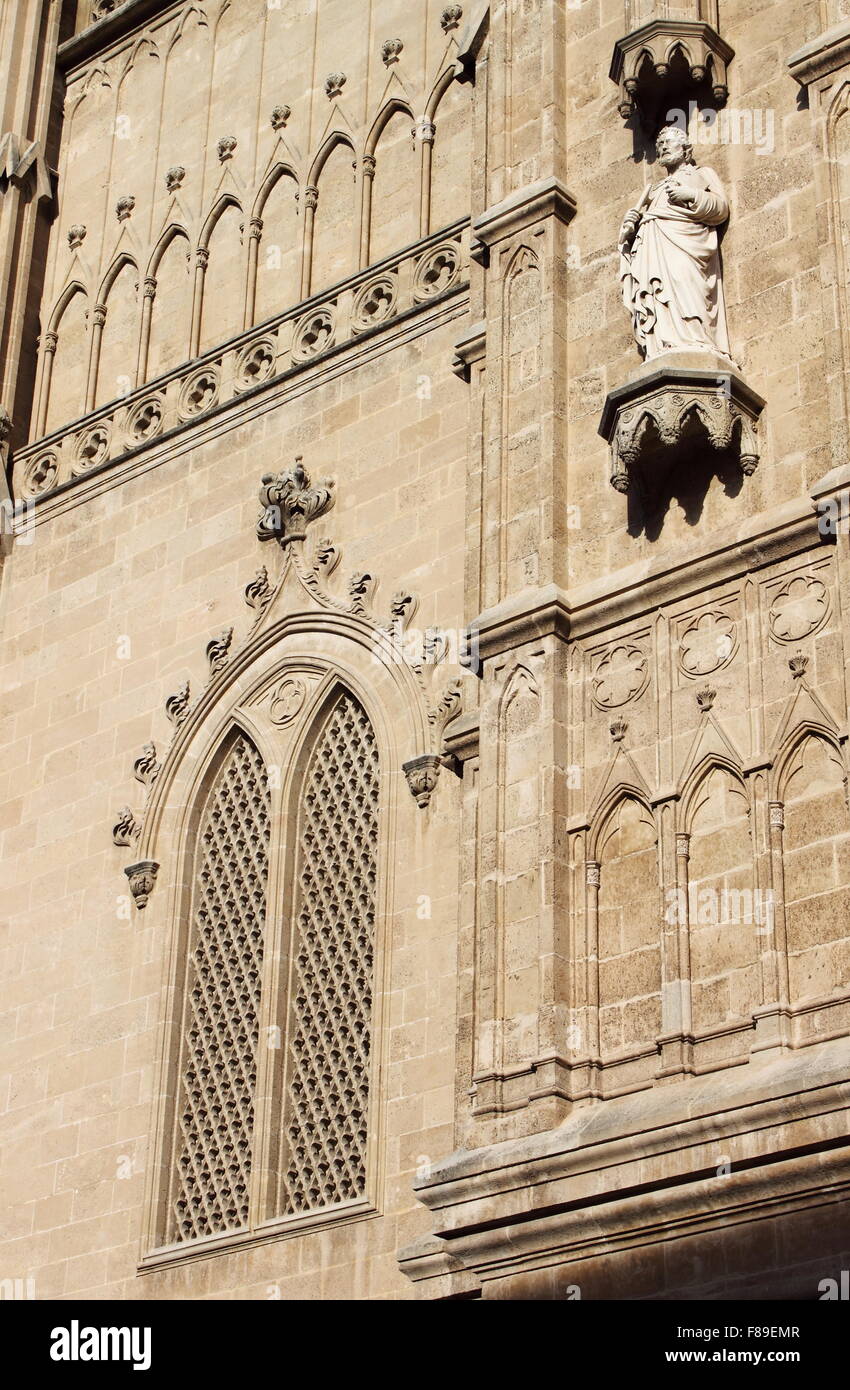 Décorations de style gothique de la cathédrale de Palma de Majorque, Espagne Banque D'Images