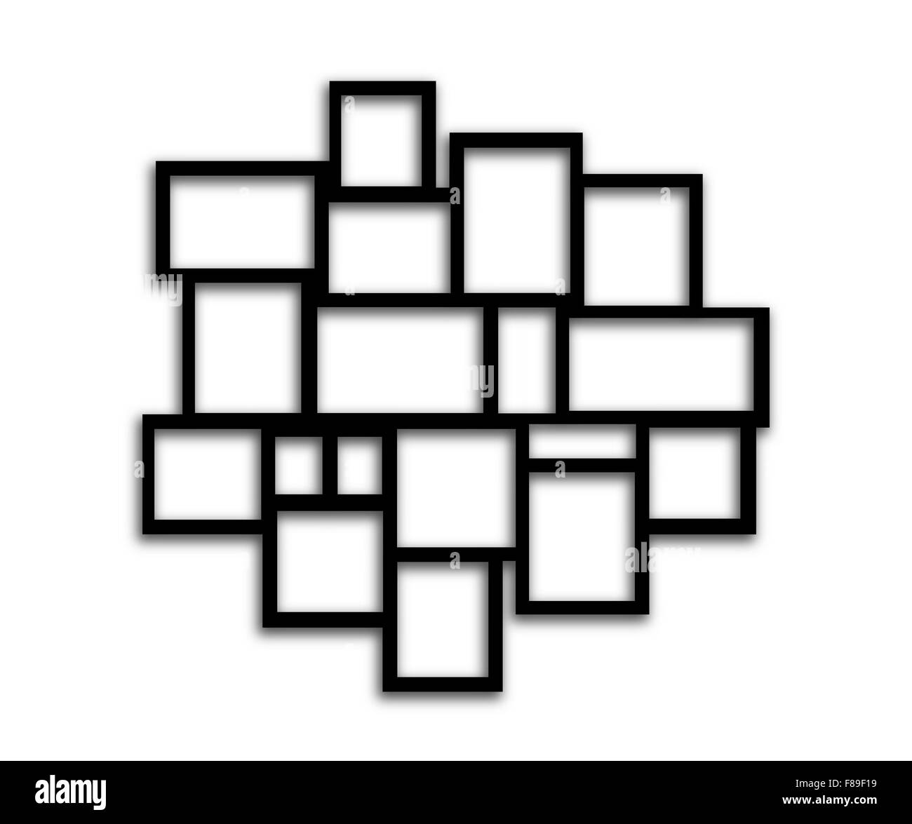 Cadres rectangulaires noirs sur fond blanc avec des ombres Banque D'Images
