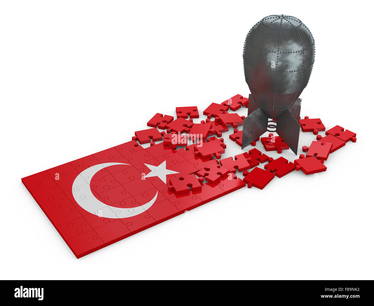 Puzzles avec l'image de l'un des drapeaux de la Turquie et la bombe Banque D'Images
