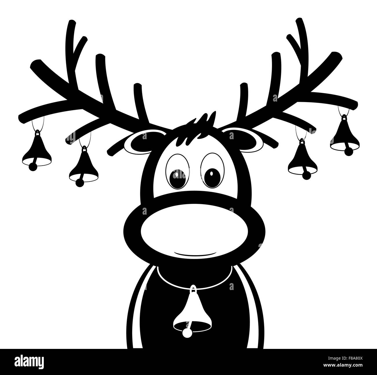 Rudolph le renne avec cloches de Noël Banque D'Images