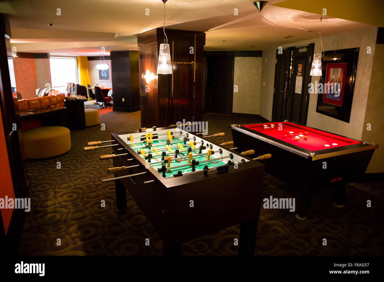 LAS VEGAS, NV - 12 décembre 2014 : baby-foot dans la suite de l'Apex au Planet Hollywood Hotel et Casino. Banque D'Images