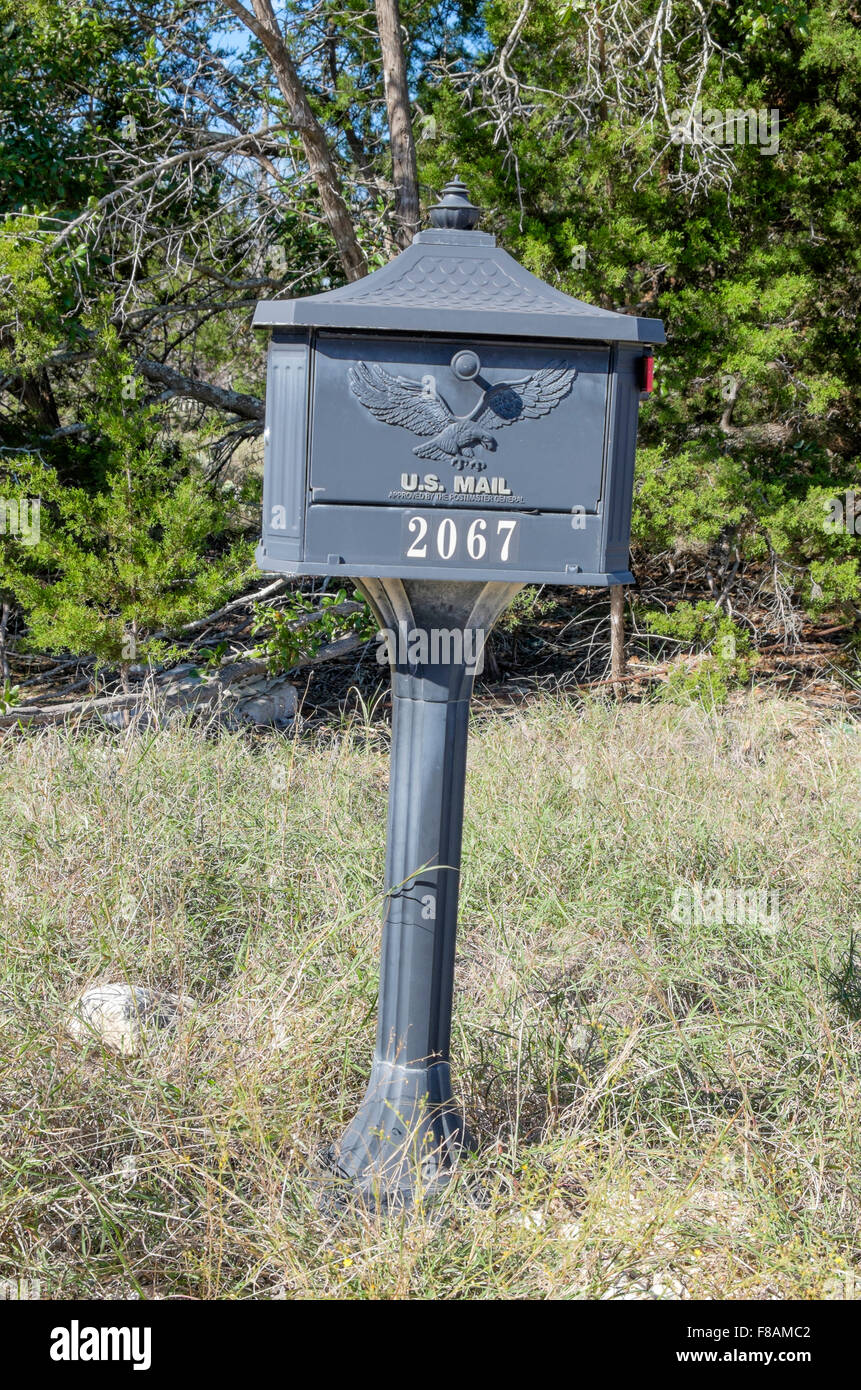 Boîte aux lettres rurales en bordure de Texas metal Banque D'Images