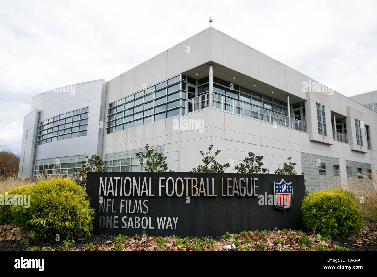 Un logo affiche à l'extérieur du siège de NFL Films de Mount Laurel, New Jersey le 22 novembre 2015. Banque D'Images