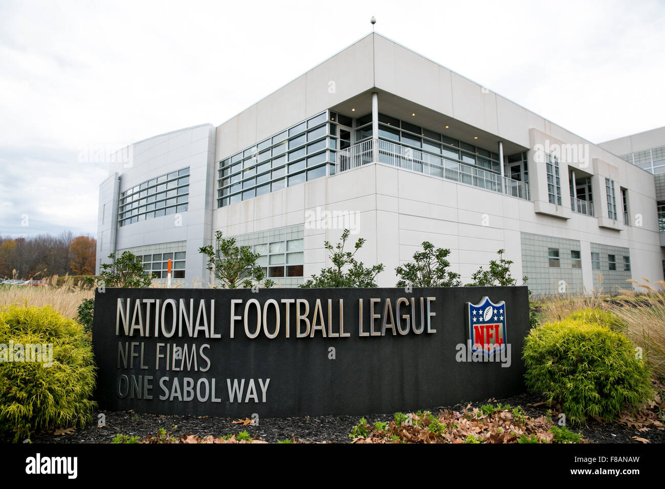 Un logo affiche à l'extérieur du siège de NFL Films de Mount Laurel, New Jersey le 22 novembre 2015. Banque D'Images