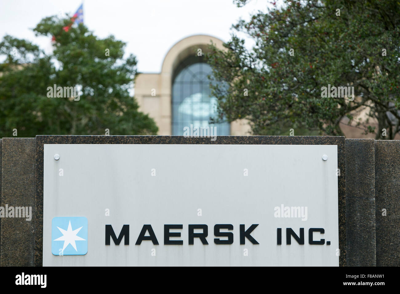 Un logo affiche à l'extérieur de l'établissement occupé par Maersk, Inc., à Charlotte, Caroline du Nord le 28 novembre 2015. Banque D'Images