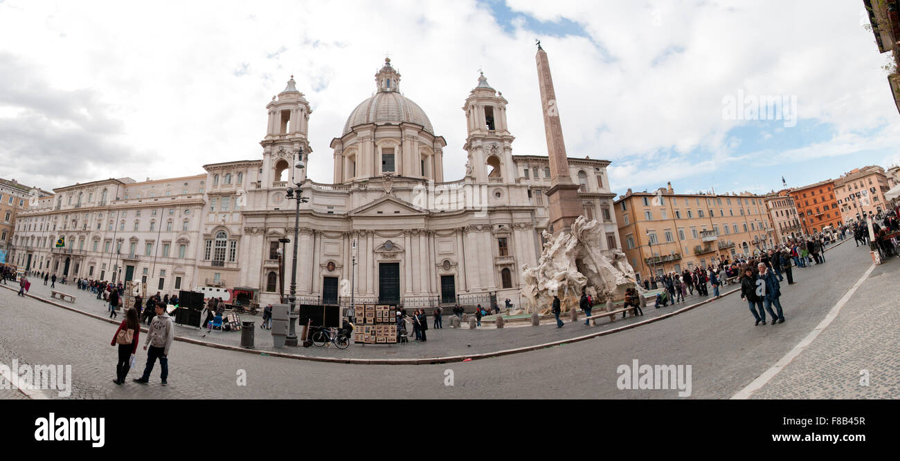 180 degrés sur la belle Piazza Navona à Rome, Italie Banque D'Images
