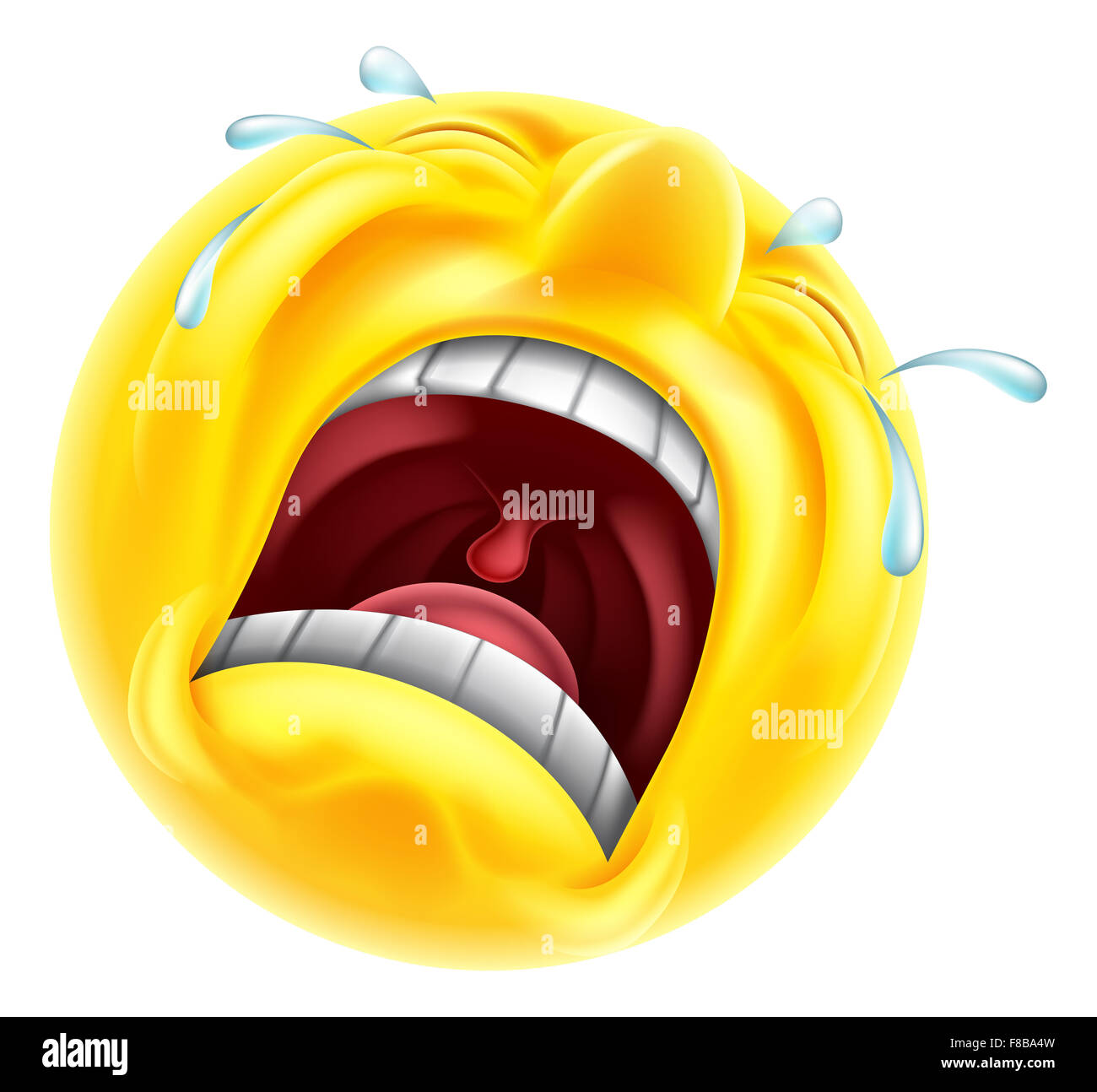 Un très en colère triste smiley emoticon emoji pleurer avec des larmes de caractères hors tournage Banque D'Images