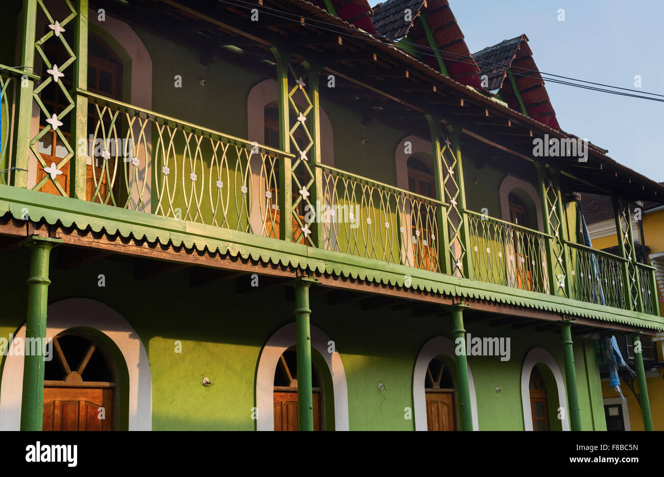 Maison de style traditionnel portugais, Panjim Goa Inde Trimestre Fontainhas Banque D'Images