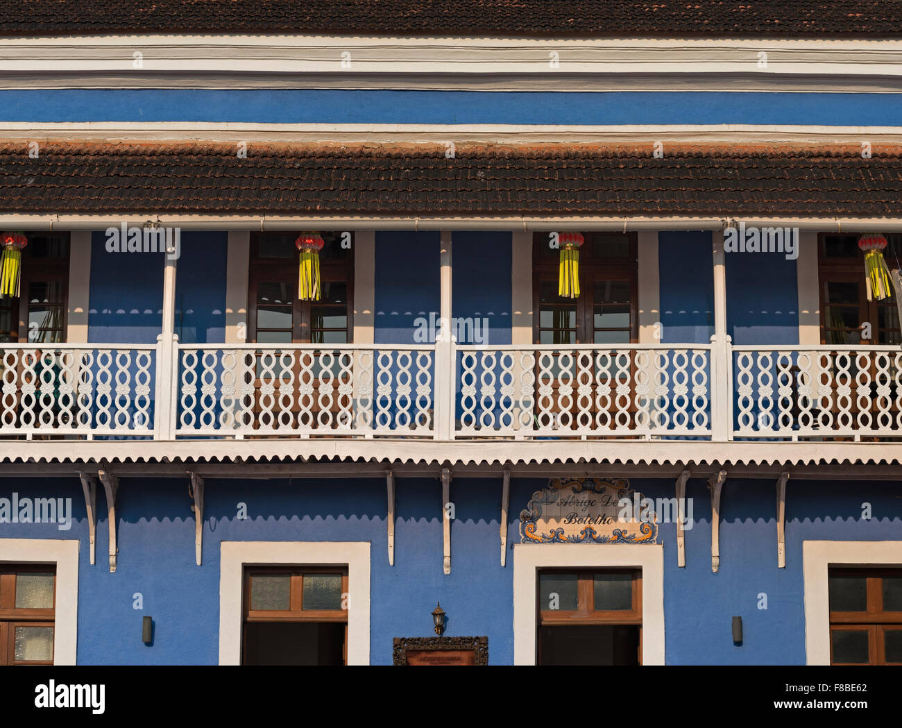 Maison de style traditionnel et l'hôtel de charme, quartier portugais de Goa Panjim Fontainhas Inde Banque D'Images