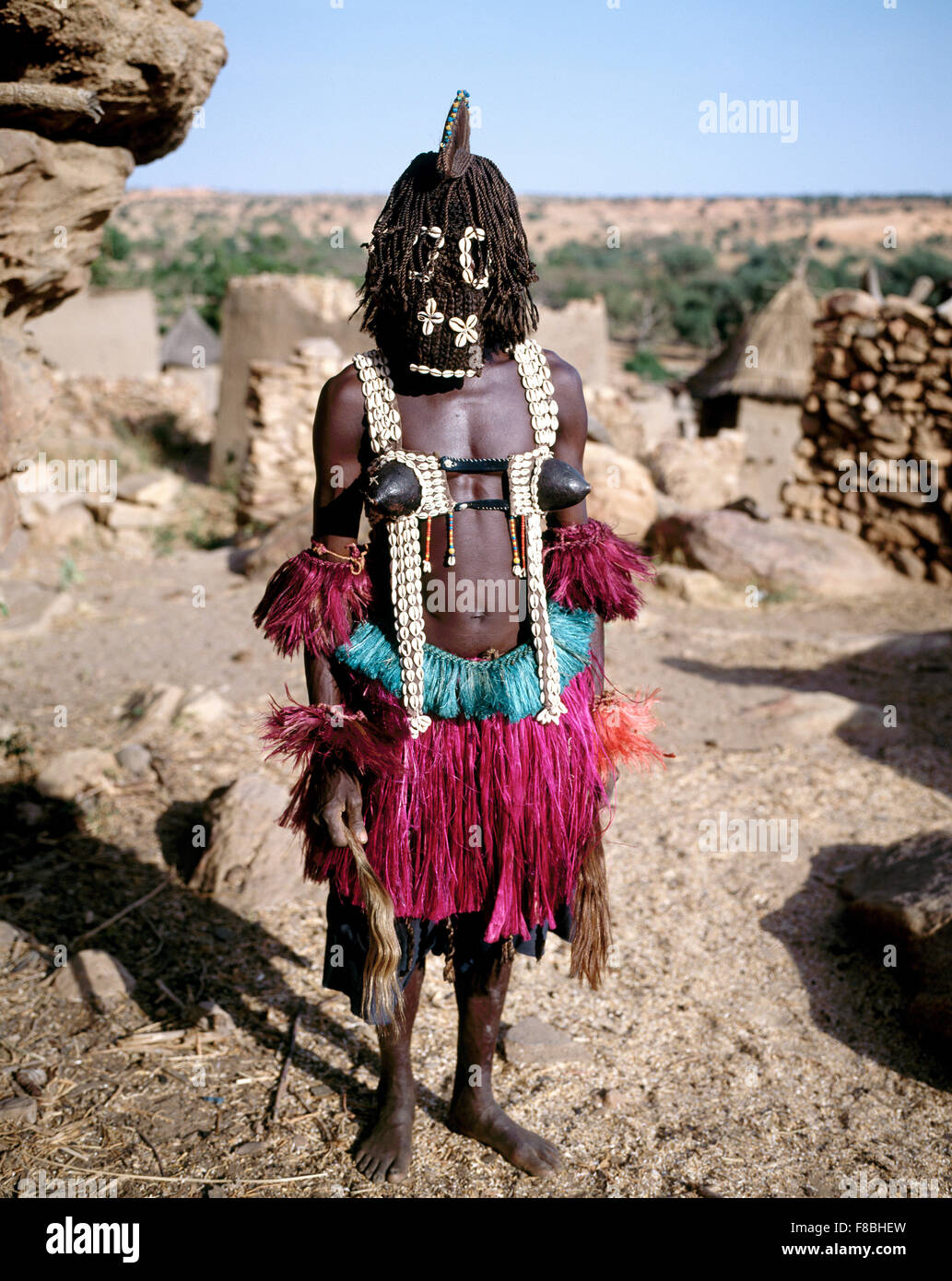 Danseur Dogon village Dogon, Mali, Tireli. Banque D'Images
