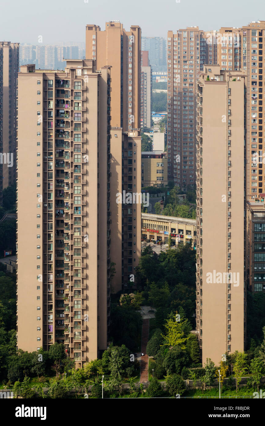 Blocs d'appartements de grande hauteur de la ville de Chengdu dans la province du Sichuan Chine LA008736 Banque D'Images