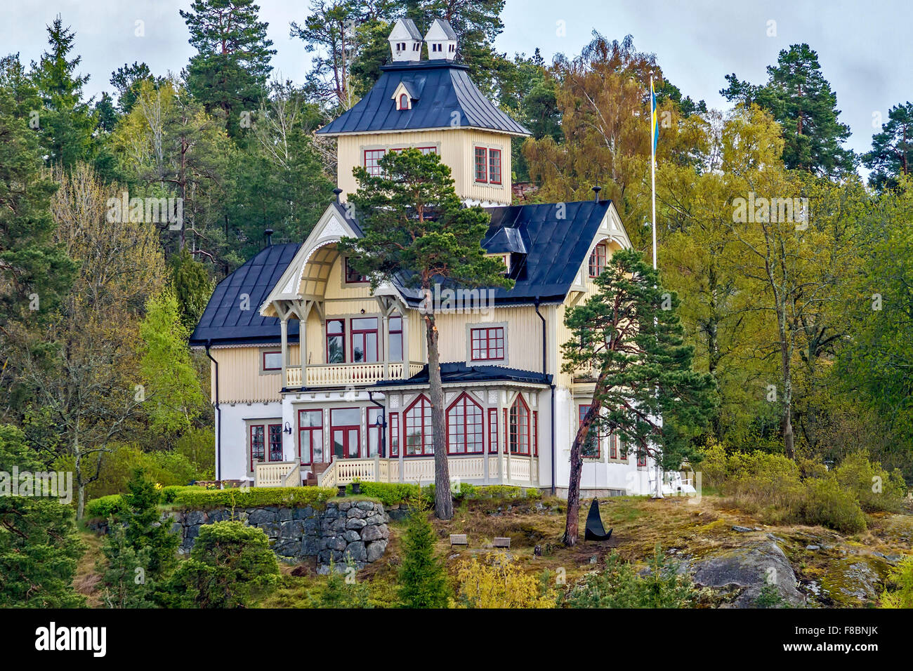 Maison dans les bois Stockholm Suède Banque D'Images