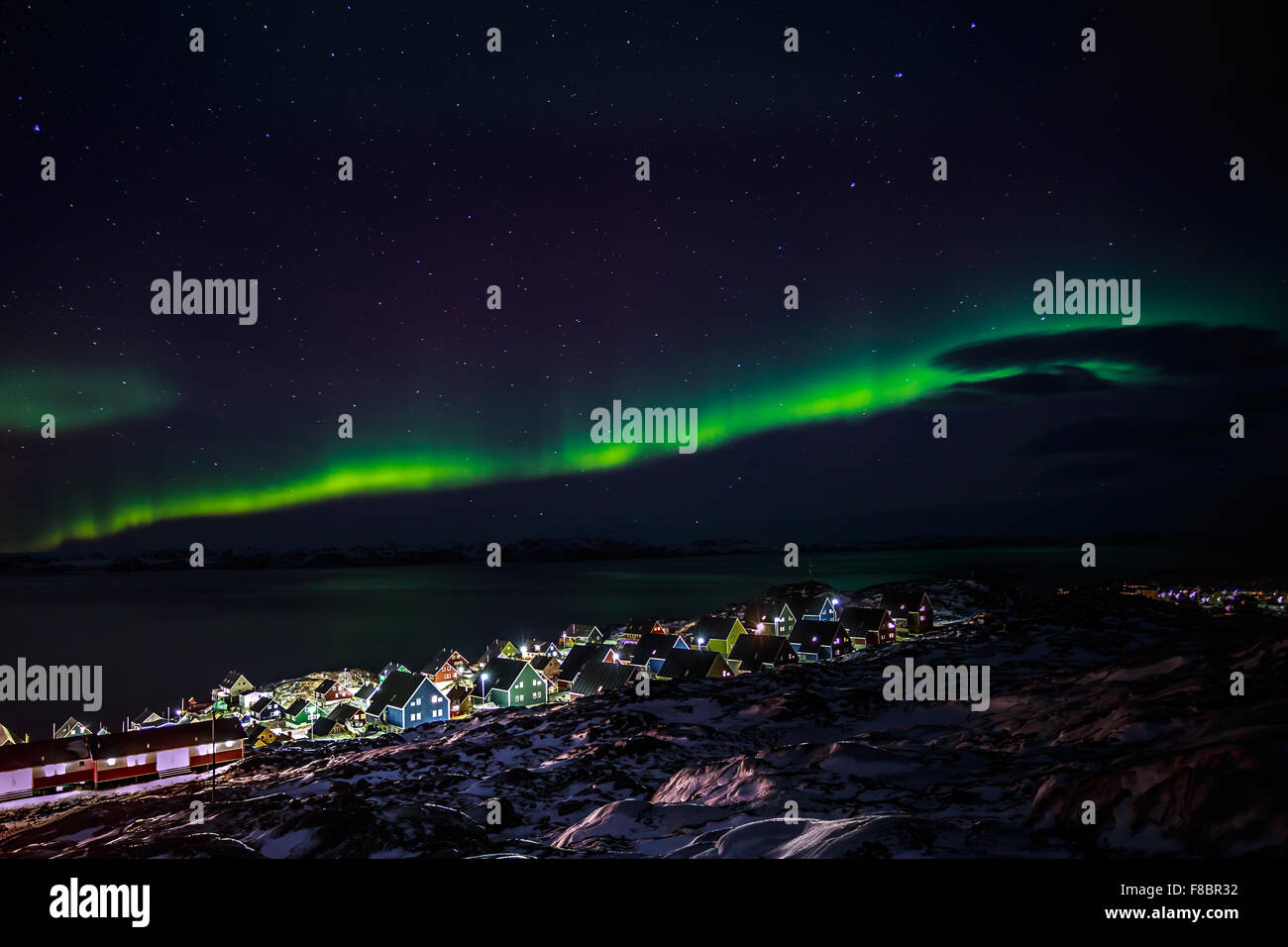 Northern Lights sur le Groenland capitale Nuuk, Octobre 2015 Banque D'Images