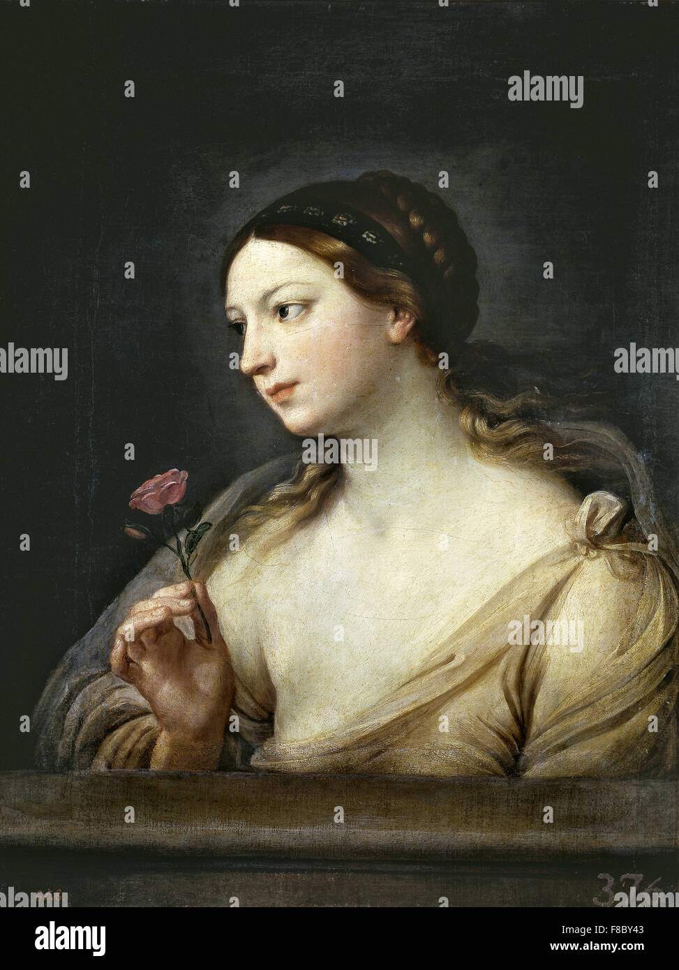 Guido Reni - fille avec une rose Banque D'Images