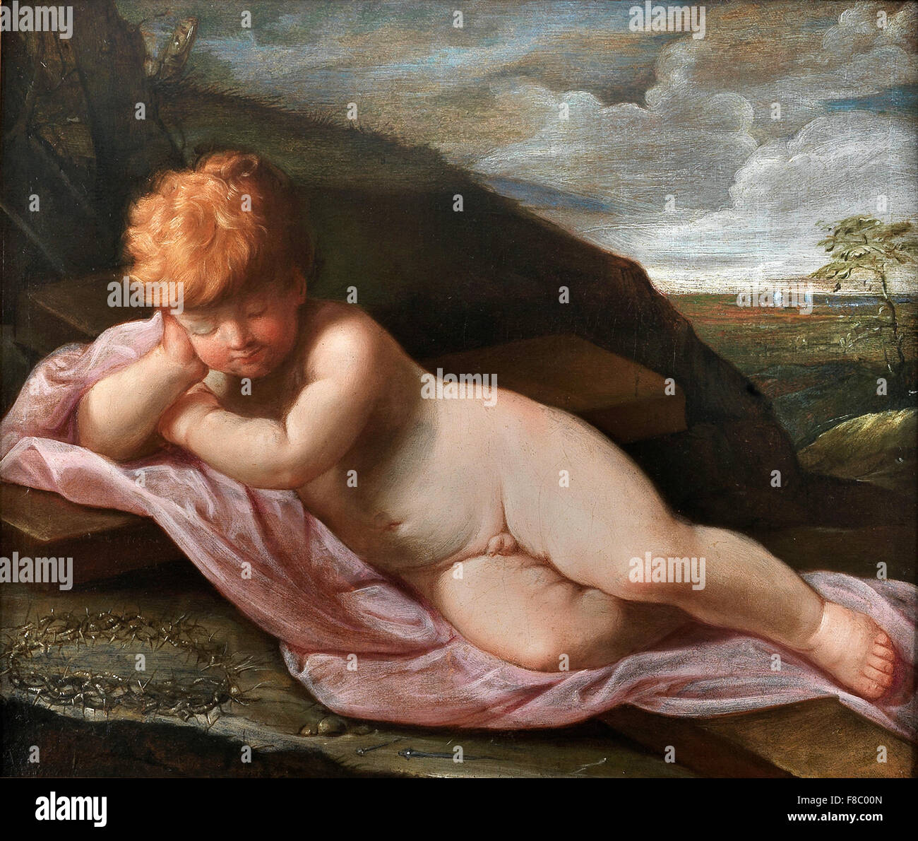 Guido Reni - l'Enfant Jésus endormi sur la croix Banque D'Images