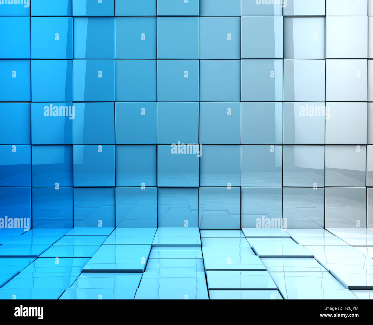 Cubes 3d abstrait dans les tons bleus dans l'arrière-plan Banque D'Images