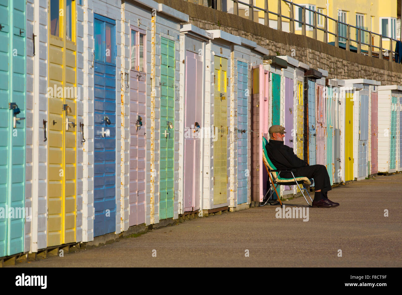 Lyme Regis ; cabines de plage ; Royaume-Uni ; Dorset Banque D'Images