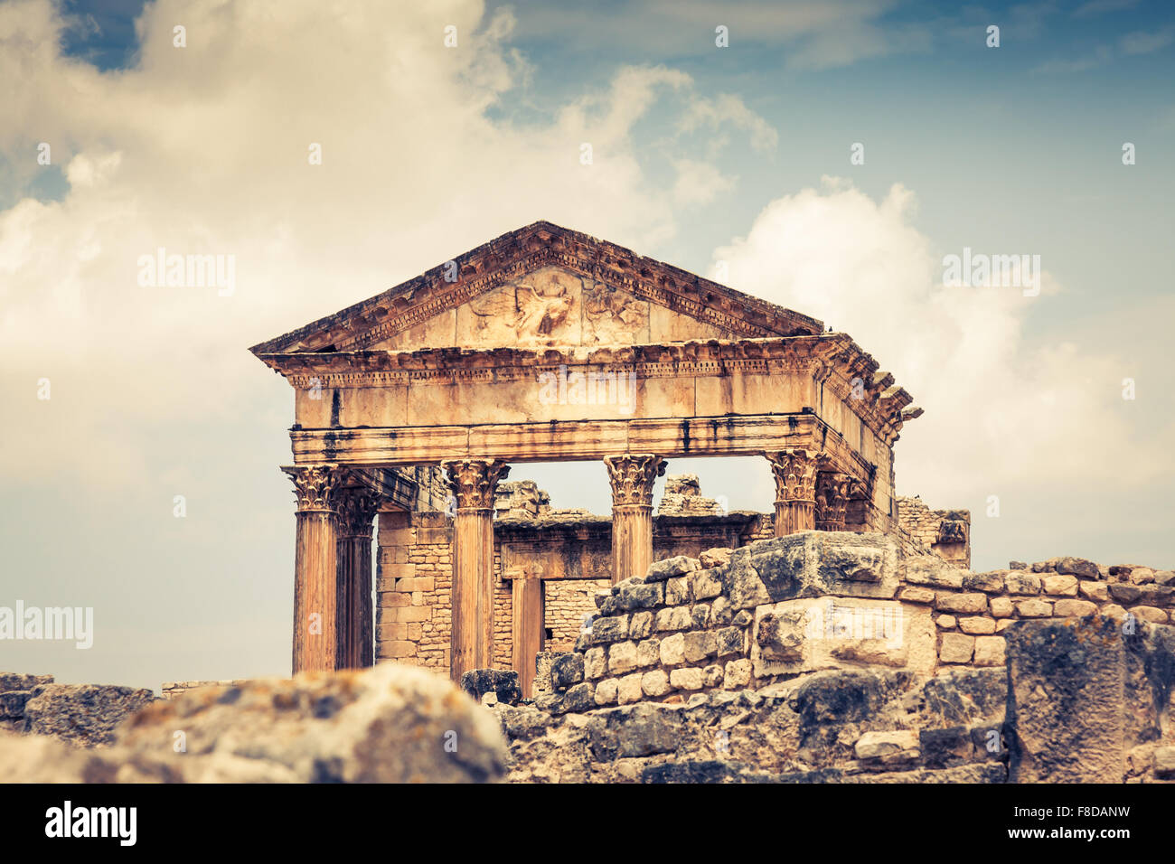 Ancienne ville romaine en Tunisie, le site de Dougga Banque D'Images