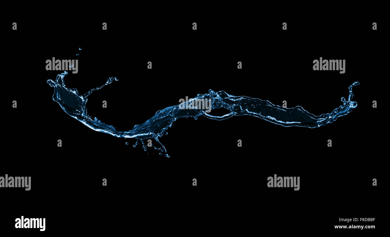 Les éclaboussures d'eau isolé sur fond noir Banque D'Images
