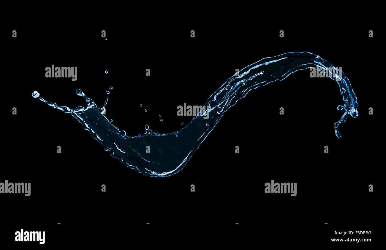 Les éclaboussures d'eau isolé sur fond noir Banque D'Images
