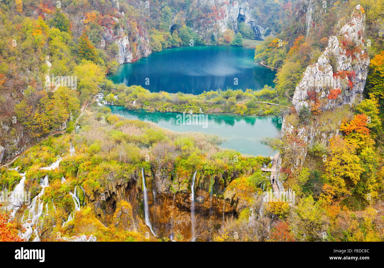 Croatie - les paysages d'automne Le parc national des Lacs de Plitvice, l'UNESCO Banque D'Images