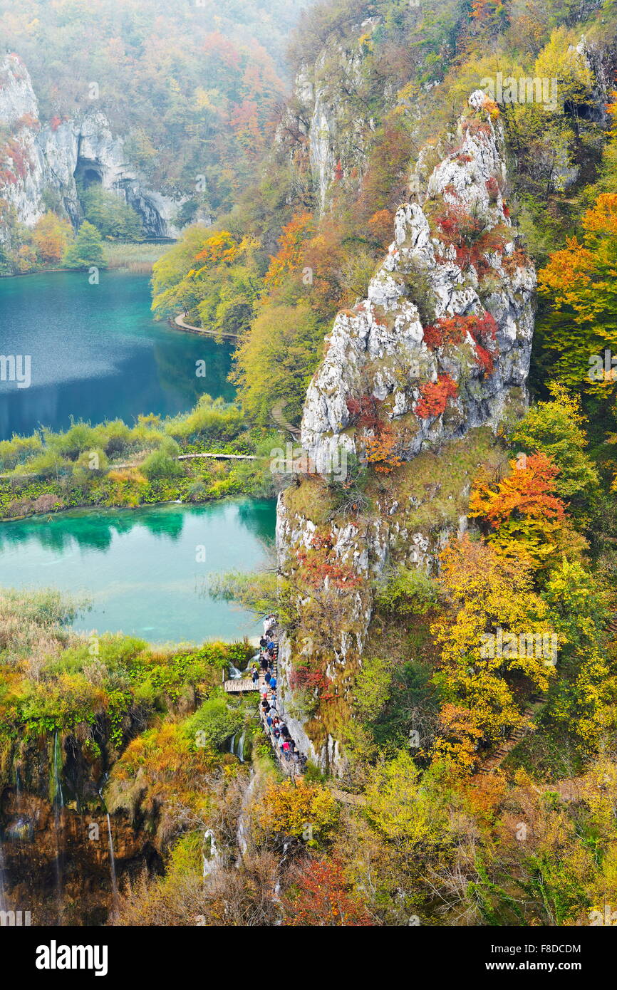 Le parc national des Lacs de Plitvice, paysages d'automne, la Croatie, l'UNESCO Banque D'Images