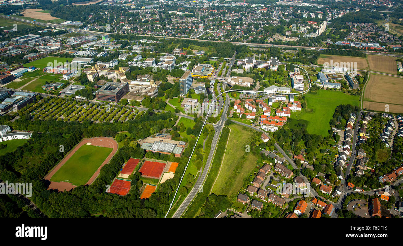 Campus de l'université de Dortmund, Dortmund, Dortmund, Ruhr, Rhénanie du Nord-Westphalie, Allemagne, Europe, vue aérienne, Banque D'Images