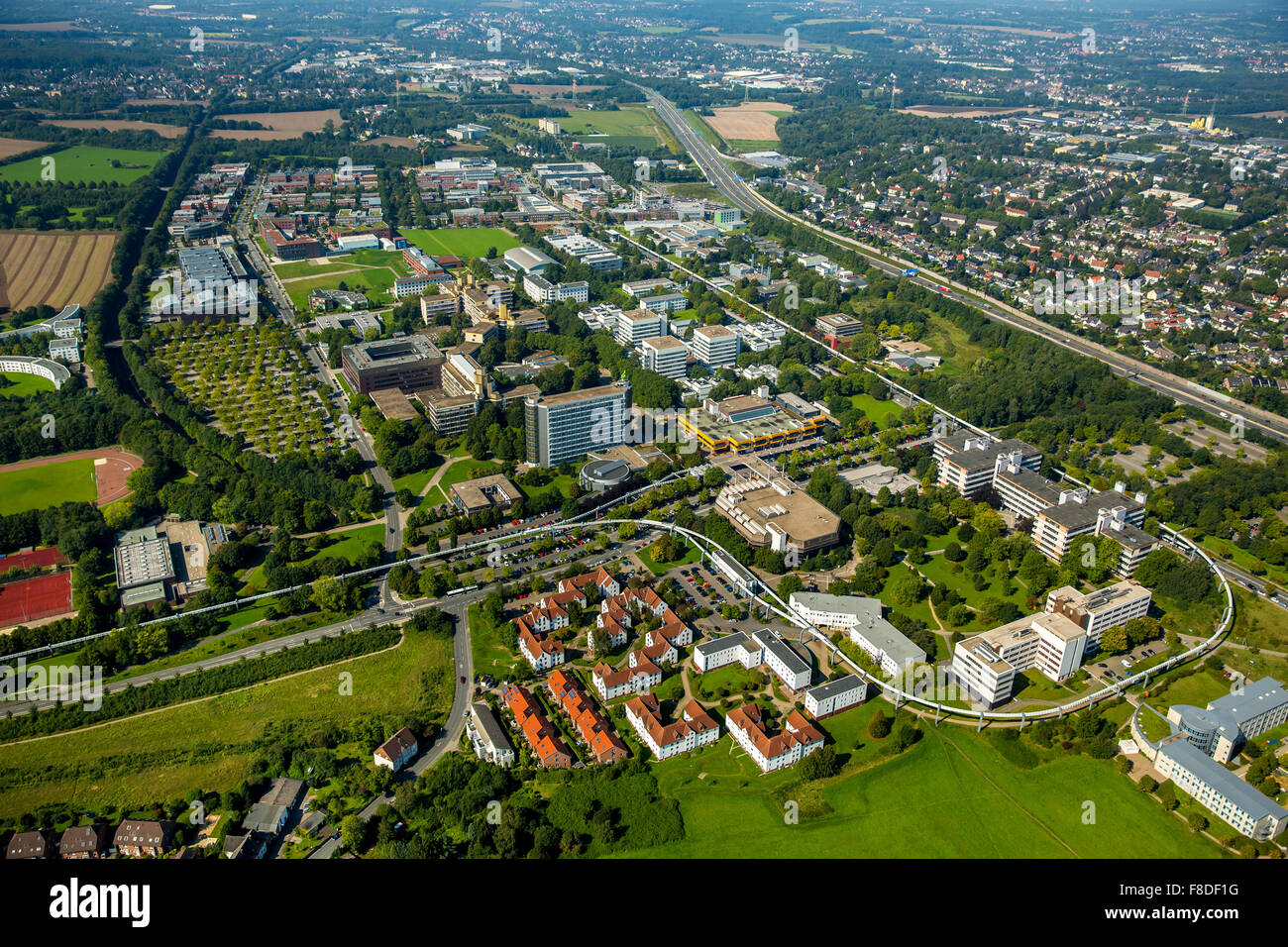 Campus de l'université de Dortmund, Dortmund, Dortmund, Ruhr, Rhénanie du Nord-Westphalie, Allemagne, Europe, vue aérienne Banque D'Images