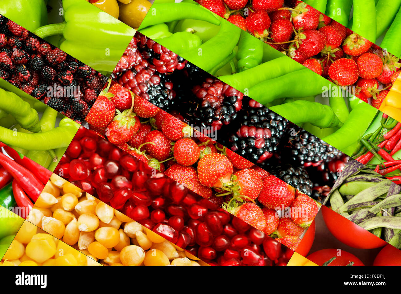 Collage de beaucoup de différents fruits et légumes Banque D'Images