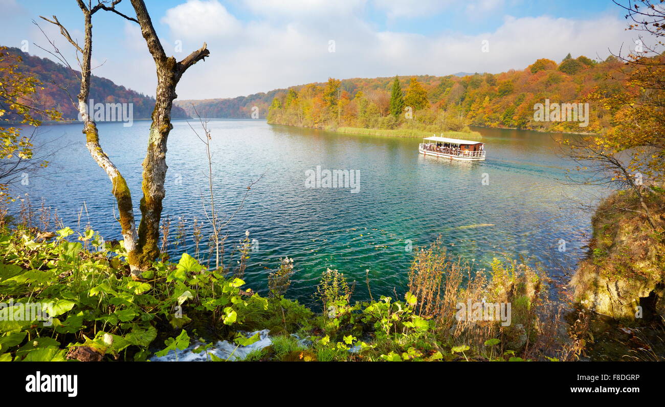 Le parc national des Lacs de Plitvice en automne, la Croatie, l'UNESCO Banque D'Images