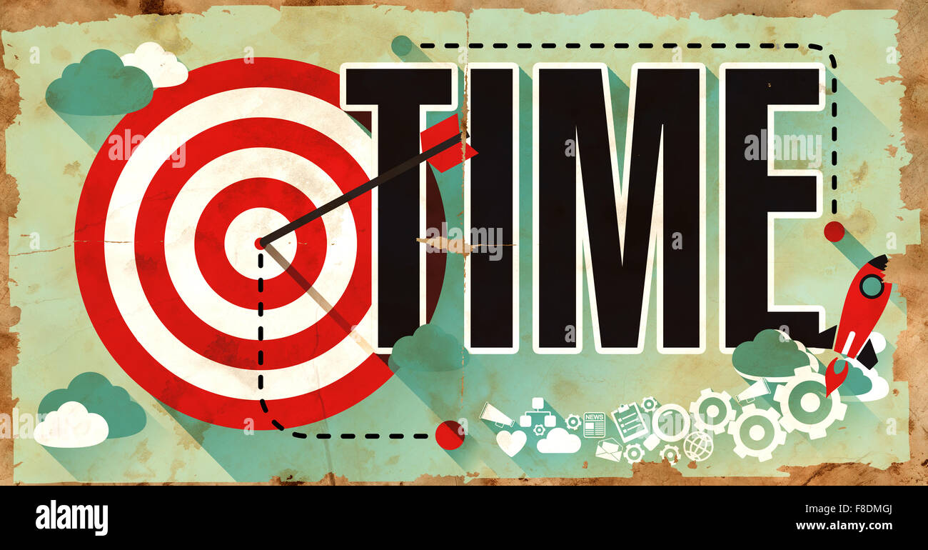 De temps à l'affiche en Grunge modèle plat. Banque D'Images