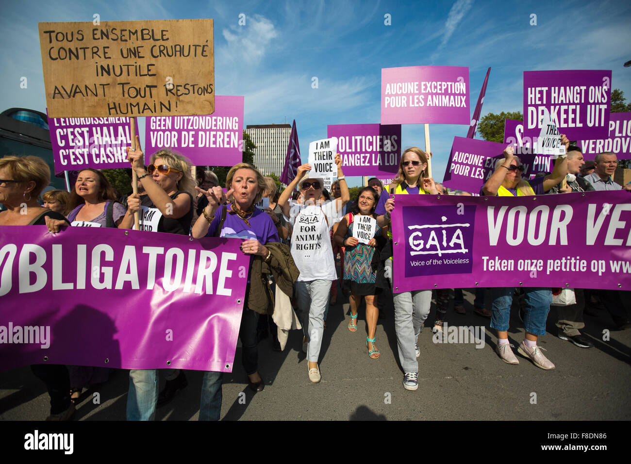 Gaia belge de protestation des militants dans les rues de Bruxelles Banque D'Images