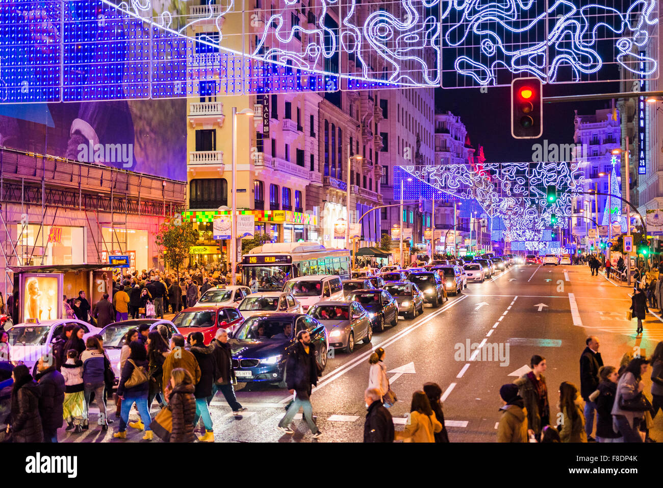 Les lumières de Noël à Madrid. L'Espagne. L'Europe Banque D'Images