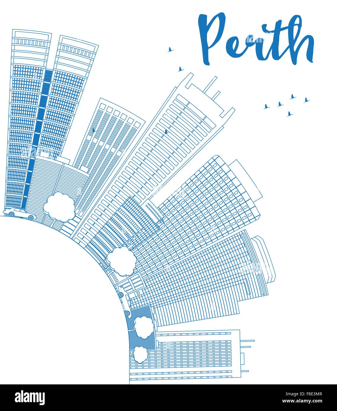 Perth Contours Perth panorama panoramique Banque d'images vectorielles - Alamy