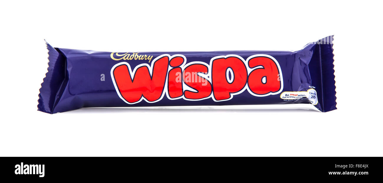 Wispa barre de chocolat sur un fond blanc, Wispa est une marque de chocolat fabriqués par Cadbury Banque D'Images