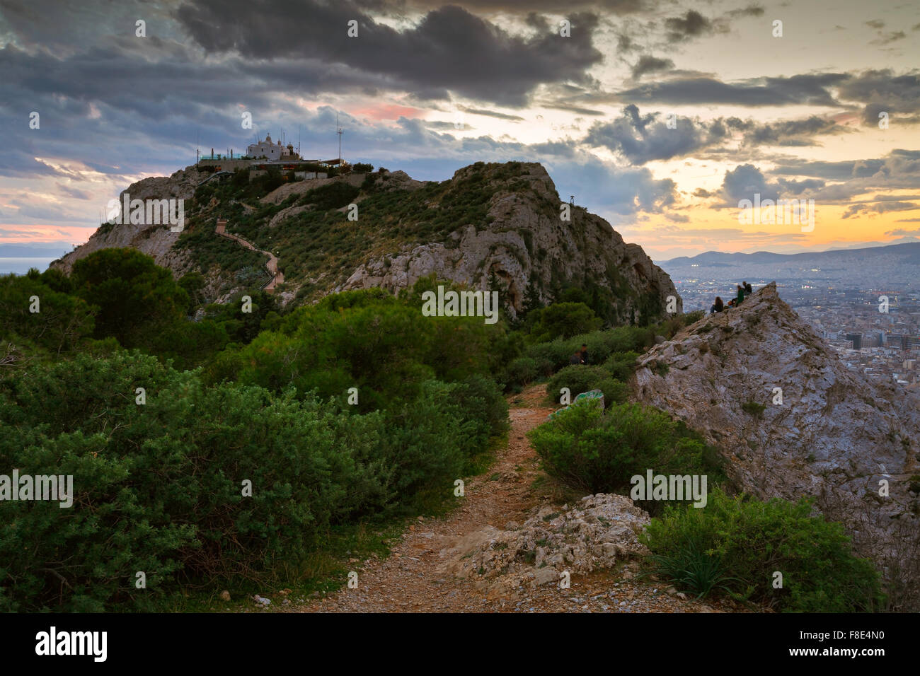 Vue depuis la colline du Lycabette à Athènes, Grèce. Banque D'Images