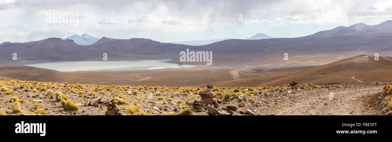 Montagnes et marais salant en réserve Eduardo Avaroa, Bolivie Banque D'Images