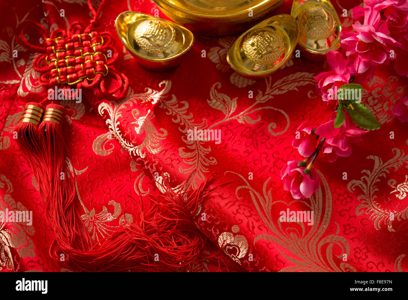 Le festival du Nouvel an chinois avec des décorations copie vierge de l'espace. Banque D'Images