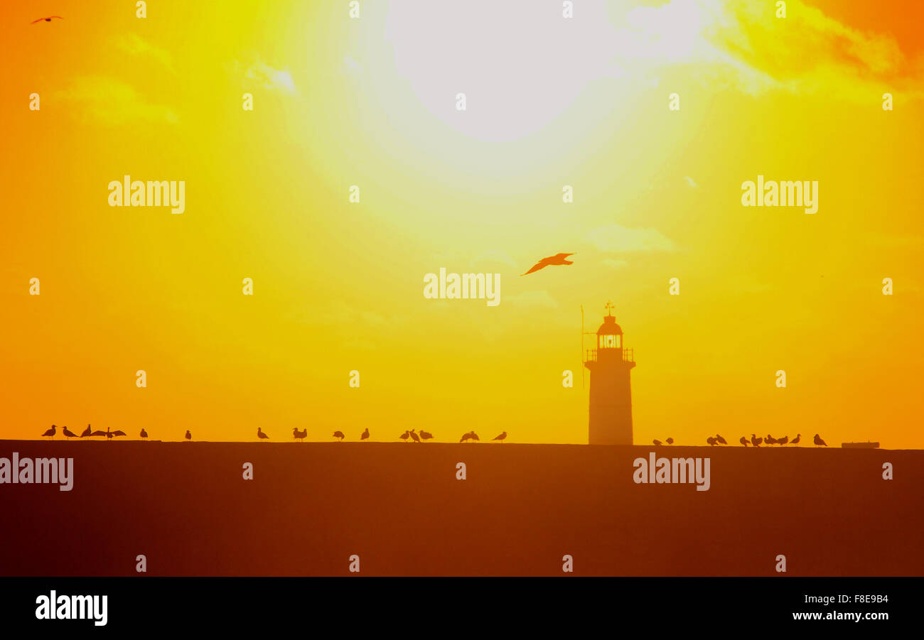 Newlaven, East Sussex, Royaume-Uni. 9 Décembre 2015. Commencez la journée par le soleil qui monte sur West Arm. Banque D'Images