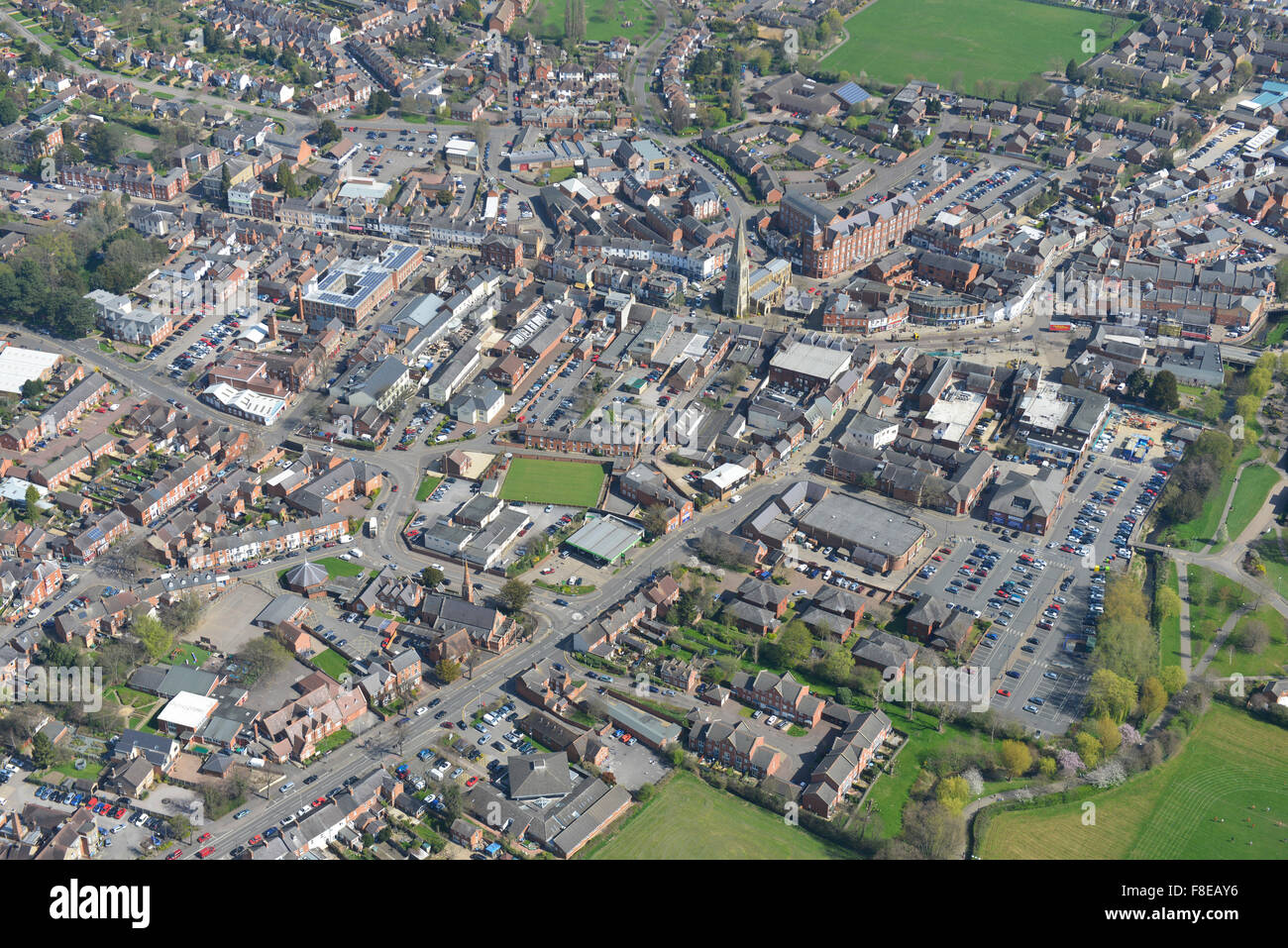 Une vue aérienne de la ville de Market Harborough Leicestershire Banque D'Images