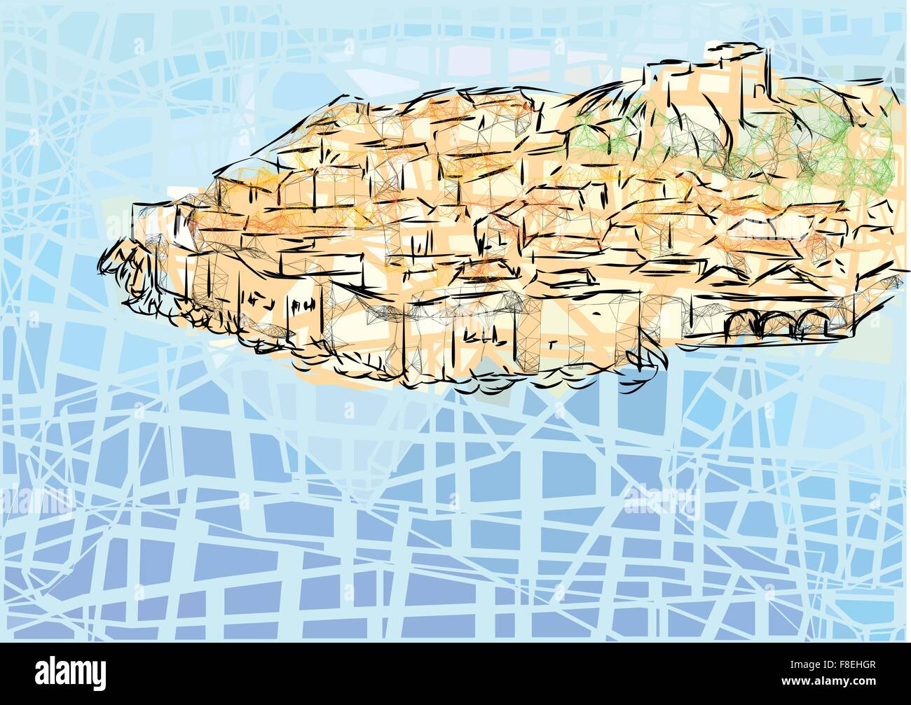 Dubrovnik. abstract city sur fond abstrait multicolor Illustration de Vecteur