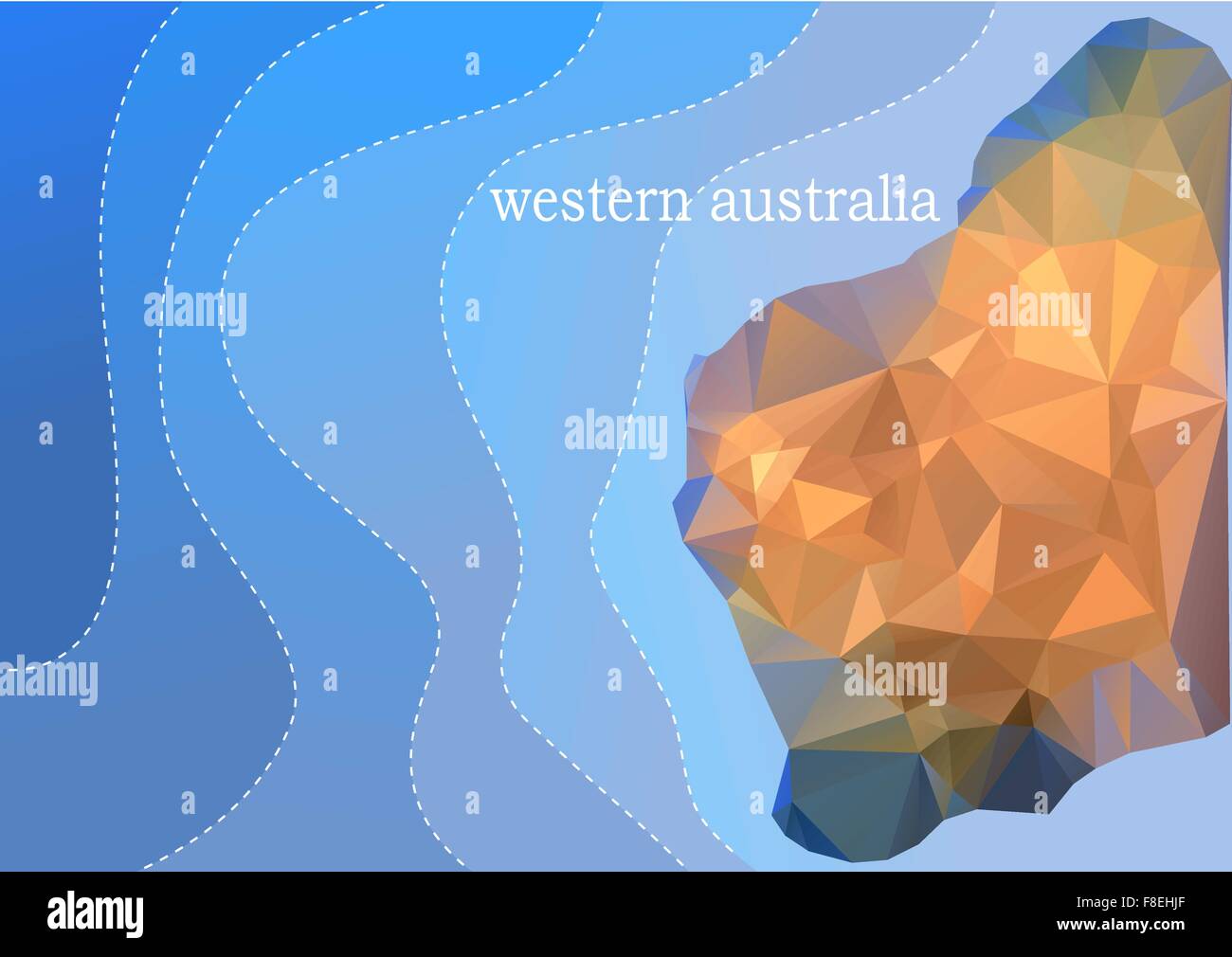 L'ouest de l'Australie. Résumé carte sur fond de l'océan bleu Illustration de Vecteur