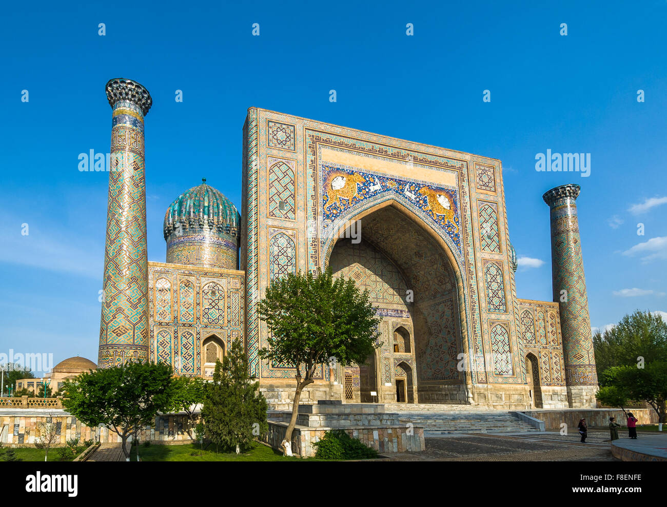 Ulugh Beg Madrasah, Reghistan, Samarkand, Ouzbékistan Banque D'Images