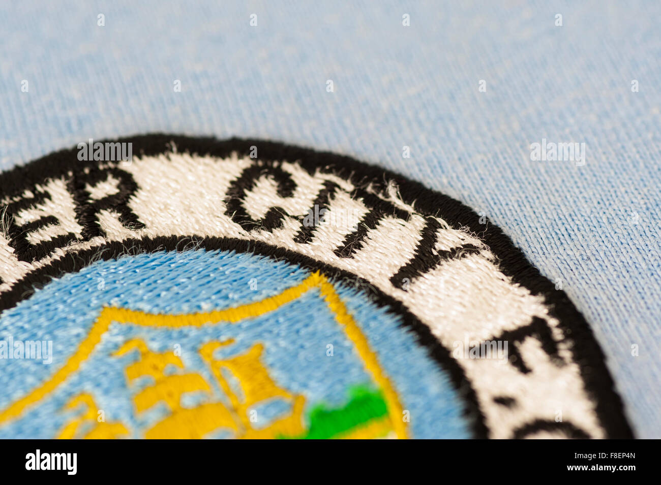 Close up of Manchester City Football Club Crest Banque D'Images